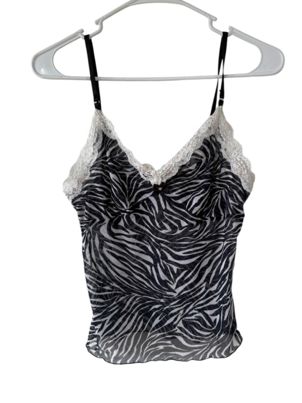 Rare Victoria's Secret Black & White Zebra Lace-Trim Cami